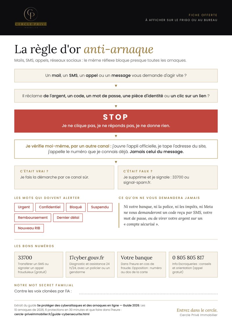Aperçu de la fiche « La règle d'or anti-arnaque » de Cercle Privé Immobilier